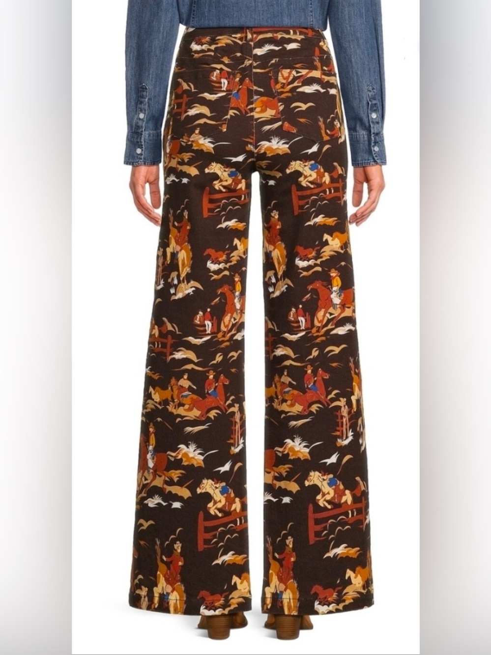 Cowboy on Horse Western Wide-Leg  Pants - Picture 4 of 7